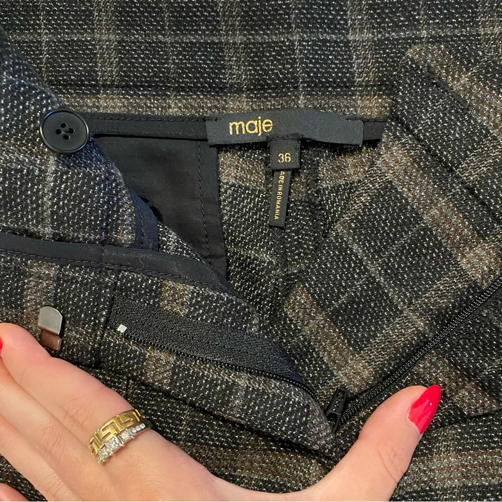 Maje Grey Plaid Trouser Pants View 5